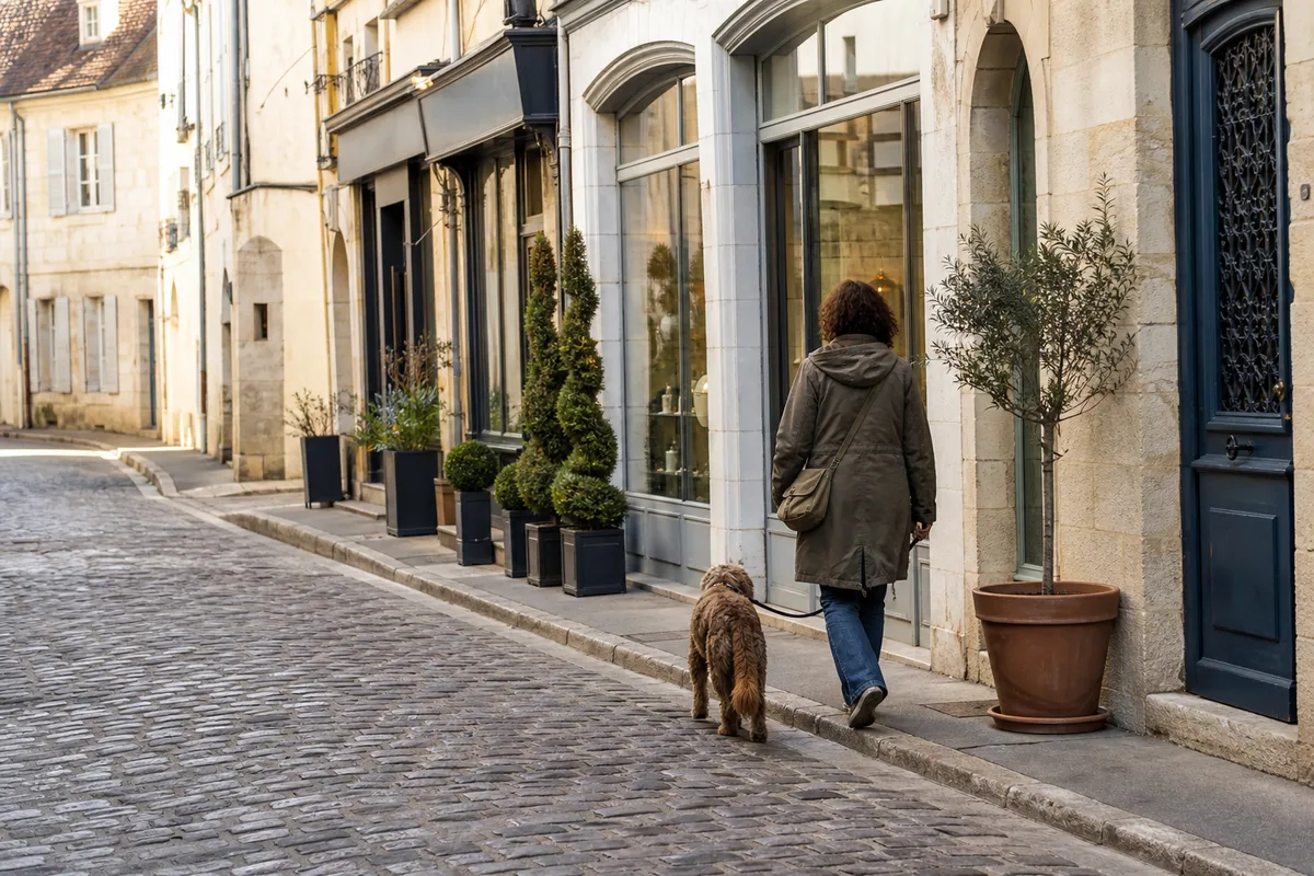 Auxiliaire vétérinaire en blouse tenant un chat sur une table d’examen dans un cabinet lumineux, illustration des métiers du soin animalier qui recrutent à Auxerre