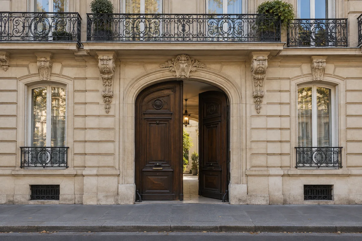 Entrée d’un immeuble parisien en pierre de taille
